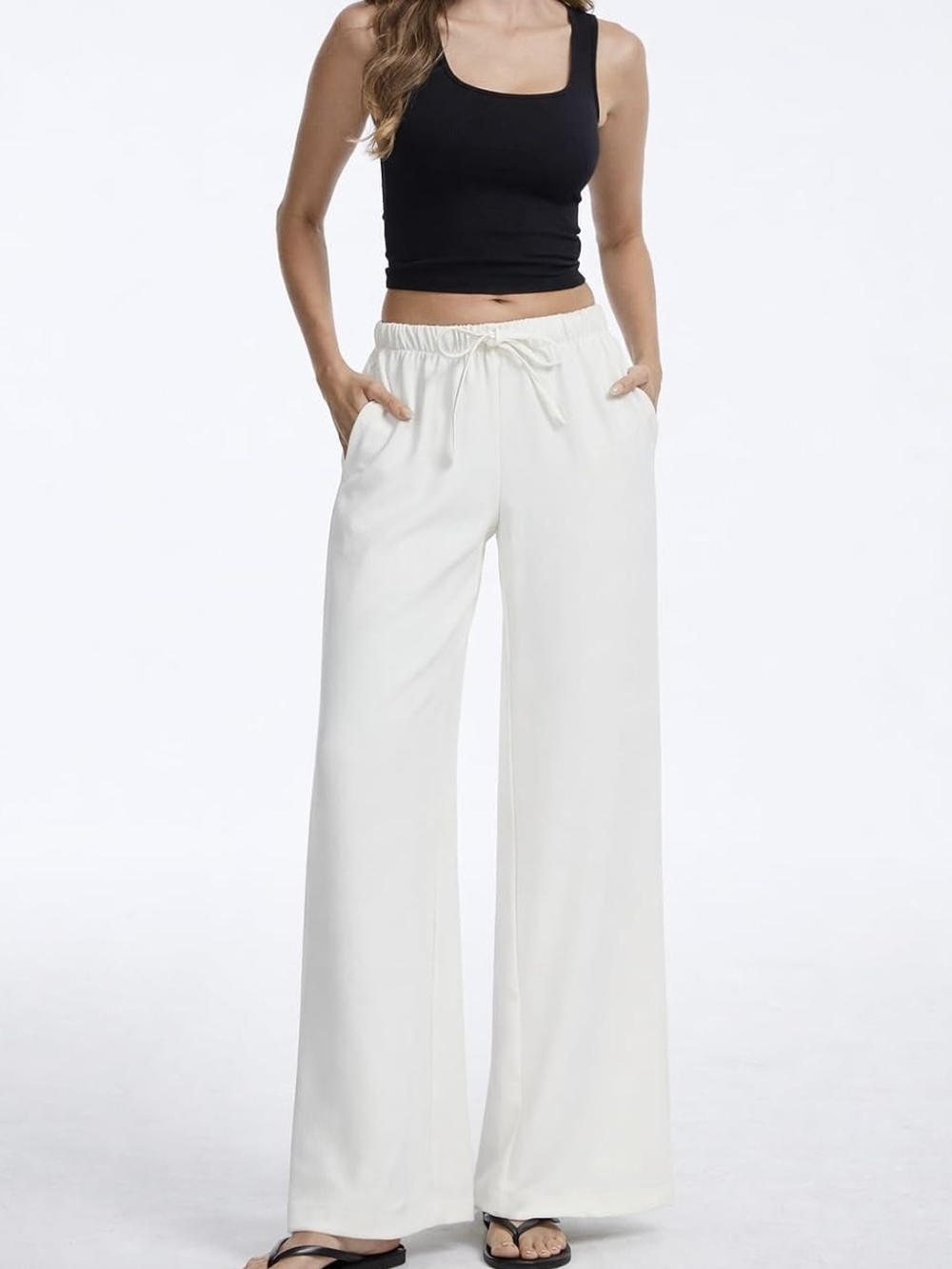 Amazon Women’s Wide-Leg Drawstring Pants - White